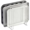 image:imagemDesign Pot Lid and Pan Rack  Metal Wire Rack for Cabinets Pantries or Kitchen Surfaces  Freestanding Pan Stand with 5 Slots for Pans Pots Lids and Crockery  Dark GreyWhite