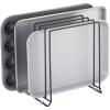 image:imagemDesign Pot Lid and Pan Rack  Metal Wire Rack for Cabinets Pantries or Kitchen Surfaces  Freestanding Pan Stand with 5 Slots for Pans Pots Lids and Crockery  Dark GreyBlack