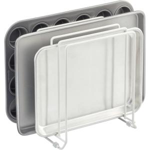 image:imagemDesign Pot Lid and Pan Rack  Metal Wire Rack for Cabinets Pantries or Kitchen Surfaces  Freestanding Pan Stand with 5 Slots for Pans Pots Lids and Crockery  Dark GreyWhite