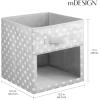 image:imagemDesign Fabric NurseryPlayroom Closet Storage Organizer Bin Box with Front HandleWindow for Cube Furniture Shelving Units Hold Toys Clothes Diapers Bibs Jane Collection 4 Pack Navy BlueWhiteGreyWhite Polka Dot