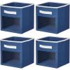 image:imagemDesign Fabric NurseryPlayroom Closet Storage Organizer Bin Box with Front HandleWindow for Cube Furniture Shelving Units Hold Toys Clothes Diapers Bibs Jane Collection 4 Pack Navy BlueWhiteNavyWhite