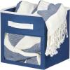 image:imagemDesign Fabric NurseryPlayroom Closet Storage Organizer Bin Box with Front HandleWindow for Cube Furniture Shelving Units Hold Toys Clothes Diapers Bibs Jane Collection 4 Pack Navy BlueWhiteNavyWhite