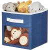 image:imagemDesign Fabric NurseryPlayroom Closet Storage Organizer Bin Box with Front HandleWindow for Cube Furniture Shelving Units Hold Toys Clothes Diapers Bibs Jane Collection 4 Pack Navy BlueWhiteNavyWhite