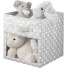 image:imagemDesign Fabric NurseryPlayroom Closet Storage Organizer Bin Box with Front HandleWindow for Cube Furniture Shelving Units Hold Toys Clothes Diapers Bibs Jane Collection 4 Pack Navy BlueWhiteGreyWhite Polka Dot