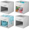 image:imagemDesign Fabric NurseryPlayroom Closet Storage Organizer Bin Box with Front HandleWindow for Cube Furniture Shelving Units Hold Toys Clothes Diapers Bibs Jane Collection 4 Pack Navy BlueWhiteGreyWhite Polka Dot