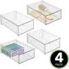 image:imagemDesign Plastic Stackable Bathroom Storage Organizer Bin Containers with Front Pull Drawer for Bathroom Countertop Vanity Closet Shelves  Holder for Accessories Lumiere Collection Set of 3 Clear8 x 12 x 4 Pack of 4