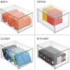 image:imagemDesign Plastic Stackable Bathroom Storage Organizer Bin Containers with Front Pull Drawer for Bathroom Countertop Vanity Closet Shelves  Holder for Accessories Lumiere Collection Set of 3 Clear8 x 12 x 6 Pack of 2