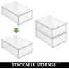 image:imagemDesign Plastic Stackable Bathroom Storage Organizer Bin Containers with Front Pull Drawer for Bathroom Countertop Vanity Closet Shelves  Holder for Accessories Lumiere Collection Set of 3 Clear8 x 12 x 4 Pack of 4