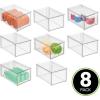 image:imagemDesign Plastic Stackable Bathroom Storage Organizer Bin Containers with Front Pull Drawer for Bathroom Countertop Vanity Closet Shelves  Holder for Accessories Lumiere Collection Set of 3 Clear8 x 12 x 6 Pack of 8