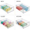 image:imagemDesign Plastic Stackable Bathroom Storage Organizer Bin Containers with Front Pull Drawer for Bathroom Countertop Vanity Closet Shelves  Holder for Accessories Lumiere Collection Set of 3 Clear8 x 12 x 4 Pack of 4