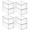 image:imagemDesign Plastic Stackable Bathroom Storage Organizer Bin Containers with Front Pull Drawer for Bathroom Countertop Vanity Closet Shelves  Holder for Accessories Lumiere Collection Set of 3 Clear8 x 12 x 6 Pack of 8