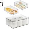 image:imagemDesign Plastic Stackable Bathroom Storage Organizer Bin Containers with Front Pull Drawer for Bathroom Countertop Vanity Closet Shelves  Holder for Accessories Lumiere Collection Set of 3 ClearMixed Sizes Pack of 3