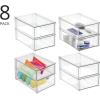 image:imagemDesign Plastic Stackable Bathroom Storage Organizer Bin Containers with Front Pull Drawer for Bathroom Countertop Vanity Closet Shelves  Holder for Accessories Lumiere Collection Set of 3 Clear8 x 12 x 4 Pack of 8