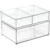 image:imagemDesign Plastic Stackable Bathroom Storage Organizer Bin Containers with Front Pull Drawer for Bathroom Countertop Vanity Closet Shelves  Holder for Accessories Lumiere Collection Set of 3 ClearMixed Sizes Pack of 3