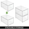 image:imagemDesign Plastic Stackable Bathroom Storage Organizer Bin Containers with Front Pull Drawer for Bathroom Countertop Vanity Closet Shelves  Holder for Accessories Lumiere Collection Set of 3 Clear8 x 12 x 6 Pack of 8