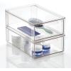 image:imagemDesign Plastic Stackable Bathroom Storage Organizer Bin Containers with Front Pull Drawer for Bathroom Countertop Vanity Closet Shelves  Holder for Accessories Lumiere Collection Set of 3 Clear8 x 12 x 4 Pack of 8