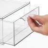image:imagemDesign Plastic Stackable Bathroom Storage Organizer Bin Containers with Front Pull Drawer for Bathroom Countertop Vanity Closet Shelves  Holder for Accessories Lumiere Collection Set of 3 Clear8 x 12 x 4 Pack of 8