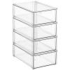 image:imagemDesign Plastic Stackable Bathroom Storage Organizer Bin Containers with Front Pull Drawer for Bathroom Countertop Vanity Closet Shelves  Holder for Accessories Lumiere Collection Set of 3 Clear8 x 12 x 4 Pack of 4