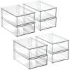 image:imagemDesign Plastic Stackable Bathroom Storage Organizer Bin Containers with Front Pull Drawer for Bathroom Countertop Vanity Closet Shelves  Holder for Accessories Lumiere Collection Set of 3 Clear8 x 12 x 4 Pack of 8