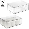 image:imagemDesign Plastic Stackable Bathroom Storage Organizer Bin Containers with Front Pull Drawer for Bathroom Countertop Vanity Closet Shelves  Holder for Accessories Lumiere Collection Set of 3 Clear16 x 12 x 6 Pack of 2