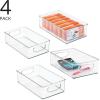 image:imagemDesign Plastic Home Office Organizer  Basket Storage Holder Bin with Handles for Desk Cupboard Cabinet or Rolling Cart Shelves  Holds Notebooks Files  Ligne Collection  4 Pack  Clear10 x 6 x 3 Pack of 4