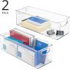 image:imagemDesign Plastic Home Office Organizer  Basket Storage Holder Bin with Handles for Desk Cupboard Cabinet or Rolling Cart Shelves  Holds Notebooks Files  Ligne Collection  4 Pack  Clear16 x 6 x 5 Pack of 2