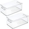 image:imagemDesign Plastic Home Office Organizer  Basket Storage Holder Bin with Handles for Desk Cupboard Cabinet or Rolling Cart Shelves  Holds Notebooks Files  Ligne Collection  4 Pack  Clear145 x 8 x 6 Pack of 2