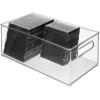 image:imagemDesign Plastic Home Office Organizer  Basket Storage Holder Bin with Handles for Desk Cupboard Cabinet or Rolling Cart Shelves  Holds Notebooks Files  Ligne Collection  4 Pack  Clear145 x 8 x 6 Pack of 2