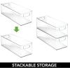 image:imagemDesign Plastic Home Office Organizer  Basket Storage Holder Bin with Handles for Desk Cupboard Cabinet or Rolling Cart Shelves  Holds Notebooks Files  Ligne Collection  4 Pack  Clear16 x 6 x 5 Pack of 2
