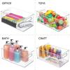 image:imagemDesign Plastic Home Office Organizer  Basket Storage Holder Bin with Handles for Desk Cupboard Cabinet or Rolling Cart Shelves  Holds Notebooks Files  Ligne Collection  4 Pack  Clear145 x 8 x 6 Pack of 2