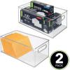 image:imagemDesign Plastic Home Office Organizer  Basket Storage Holder Bin with Handles for Desk Cupboard Cabinet or Rolling Cart Shelves  Holds Notebooks Files  Ligne Collection  4 Pack  Clear145 x 8 x 6 Pack of 2