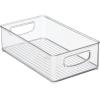 image:imagemDesign Plastic Home Office Organizer  Basket Storage Holder Bin with Handles for Desk Cupboard Cabinet or Rolling Cart Shelves  Holds Notebooks Files  Ligne Collection  4 Pack  Clear10 x 6 x 3 Pack of 4