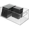 image:imagemDesign Plastic Home Office Organizer  Basket Storage Holder Bin with Handles for Desk Cupboard Cabinet or Rolling Cart Shelves  Holds Notebooks Files  Ligne Collection  4 Pack  Clear145 x 8 x 6 Pack of 2