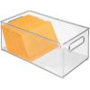 image:imagemDesign Plastic Home Office Organizer  Basket Storage Holder Bin with Handles for Desk Cupboard Cabinet or Rolling Cart Shelves  Holds Notebooks Files  Ligne Collection  4 Pack  Clear145 x 8 x 6 Pack of 2