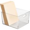 image:imagemDesign Plastic Office Storage Bin with Handles  10 Long Office amp Classroom Supply Organizer  Deep Plastic Container for Organizing Desk  Stationery amp Pencil Bin Linus Collection Clear12 x 10 x 8 Pack of 8