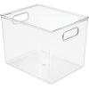 image:imagemDesign Plastic Office Storage Bin with Handles  10 Long Office amp Classroom Supply Organizer  Deep Plastic Container for Organizing Desk  Stationery amp Pencil Bin Linus Collection Clear10 x 8 x 775 Pack of 4