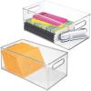 image:imagemDesign Plastic Home Office Organizer  Basket Storage Holder Bin with Handles for Desk Cupboard Cabinet or Rolling Cart Shelves  Holds Notebooks Files  Ligne Collection  4 Pack  Clear145 x 8 x 6 Pack of 2