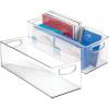 image:imagemDesign Plastic Home Office Organizer  Basket Storage Holder Bin with Handles for Desk Cupboard Cabinet or Rolling Cart Shelves  Holds Notebooks Files  Ligne Collection  4 Pack  Clear16 x 6 x 5 Pack of 2