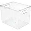 image:imagemDesign Plastic Office Storage Bin with Handles  10 Long Office amp Classroom Supply Organizer  Deep Plastic Container for Organizing Desk  Stationery amp Pencil Bin Linus Collection Clear10 x 8 x 775 Pack of 4