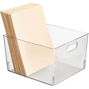 image:imagemDesign Plastic Office Storage Bin with Handles  10 Long Office amp Classroom Supply Organizer  Deep Plastic Container for Organizing Desk  Stationery amp Pencil Bin Linus Collection Clear12 x 10 x 8 Pack of 1