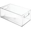 image:imagemDesign Plastic Bathroom Storage Container Bins w Handles  Closet Cabinet Vanity Cupboard Shelf Organization Hair Tools Accessory Organizer  Ligne Collection Clear 10x4x3 Pack of 2146 x 81 x 6 Pack of 4
