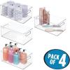 image:imagemDesign Plastic Bathroom Storage Container Bins w Handles  Closet Cabinet Vanity Cupboard Shelf Organization Hair Tools Accessory Organizer  Ligne Collection Clear 10x4x3 Pack of 2146 x 81 x 6 Pack of 4