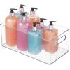 image:imagemDesign Plastic Bathroom Storage Container Bins w Handles  Closet Cabinet Vanity Cupboard Shelf Organization Hair Tools Accessory Organizer  Ligne Collection Clear 10x4x3 Pack of 2146 x 81 x 6 Pack of 4