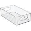 image:imagemDesign Small Plastic Bathroom Storage Container Bins with Handles for Organization in Closet Cabinet Vanity or Cupboard Shelf Accessory Organizer  Ligne Collection  2 Pack  Clear