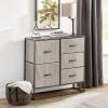 image:imagemDesign Tall Modern 5Drawer Dresser Storage Chest  Sturdy Steel Frame Wood Top Easy Pull Fabric BinsWood Handles  Organizer Unit for Bedroom Hallway Entryway Closets  BlackGraphite Gray