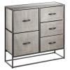 image:imagemDesign Tall Modern 5Drawer Dresser Storage Chest  Sturdy Steel Frame Wood Top Easy Pull Fabric BinsWood Handles  Organizer Unit for Bedroom Hallway Entryway Closets  BlackGraphite Gray