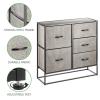 image:imagemDesign Tall Modern 5Drawer Dresser Storage Chest  Sturdy Steel Frame Wood Top Easy Pull Fabric BinsWood Handles  Organizer Unit for Bedroom Hallway Entryway Closets  BlackGraphite Gray