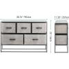 image:imagemDesign Wide Modern 5Drawer Storage Dresser Unit Sturdy Steel Frame Wood Top EasyPull Wood HandlesFabric Bins Organizer for Bedroom Hallway Entryway Closet Margot Collection BlackDk Gray