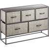image:imagemDesign Wide Modern 5Drawer Storage Dresser Unit Sturdy Steel Frame Wood Top EasyPull Wood HandlesFabric Bins Organizer for Bedroom Hallway Entryway Closet Margot Collection BlackDk Gray