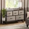 image:imagemDesign Wide Modern 5Drawer Storage Dresser Unit Sturdy Steel Frame Wood Top EasyPull Wood HandlesFabric Bins Organizer for Bedroom Hallway Entryway Closet Margot Collection BlackDk Gray